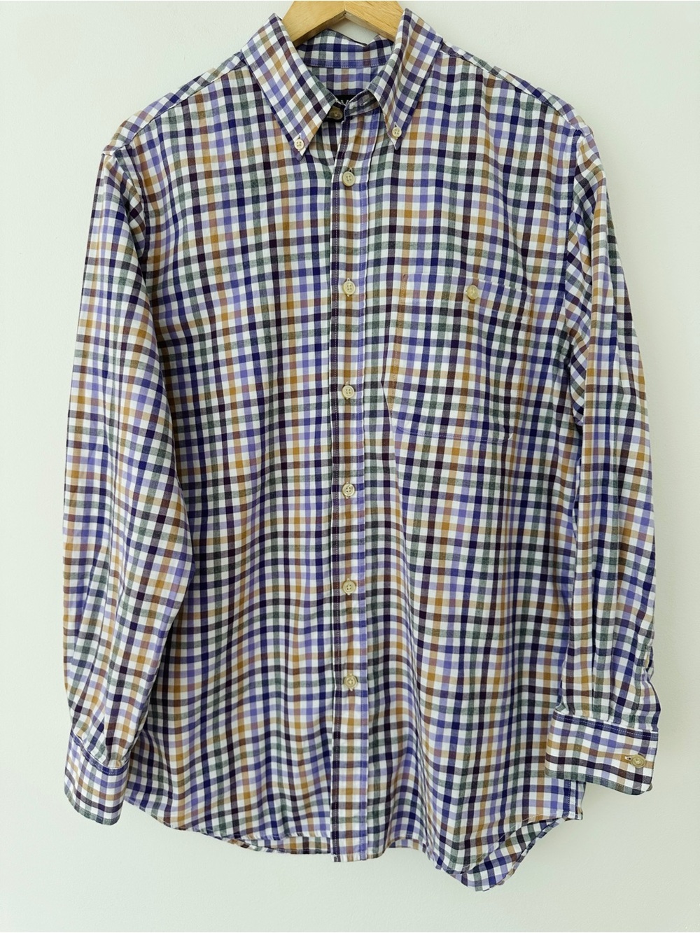 Orvis Mens Medium Country Twill Purple Olive Plaid Button Down Shirt Portugal